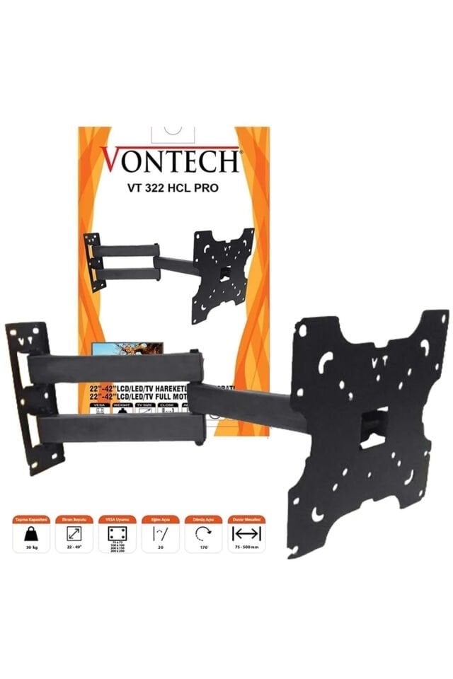 VONTECH VT-322 HCL PRO 22’’ – 49’’ HAREKETLİ LCD TV DUVAR ASKI APARATI