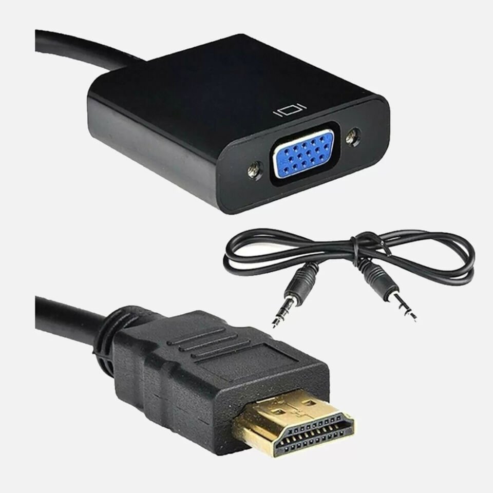 HDMI TO VGA ÇEVİRİCİ ADAPTÖR KABLO SES ÇIKIŞLI