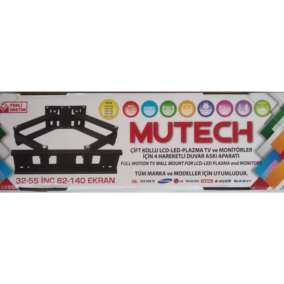 MUTECH 1923 32 - 50 İNÇ ÇİFT KOLLU HAREKETLİ LCD ASKI APARATI