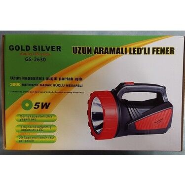 Gold Silver Gs-2630 Süper 5 watt 1000 metre ışık uzantılı Şarjlı Projektör