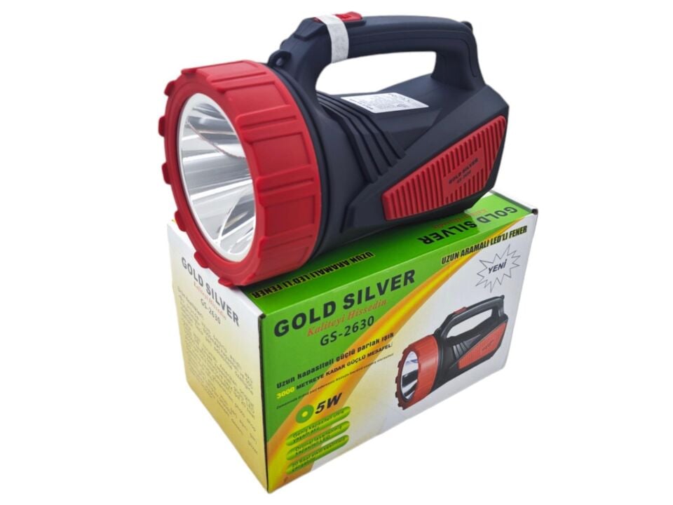 Gold Silver Gs-2630 Süper 5 watt 1000 metre ışık uzantılı Şarjlı Projektör